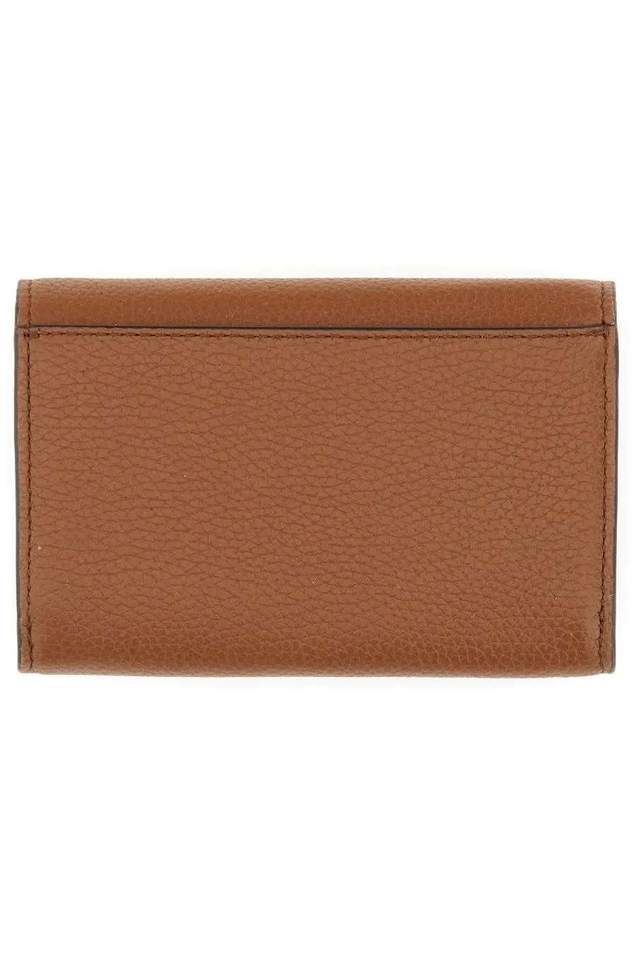 Michael Kors women’s leather wallet in beige tan pebbled leather with neat stitching along the edges