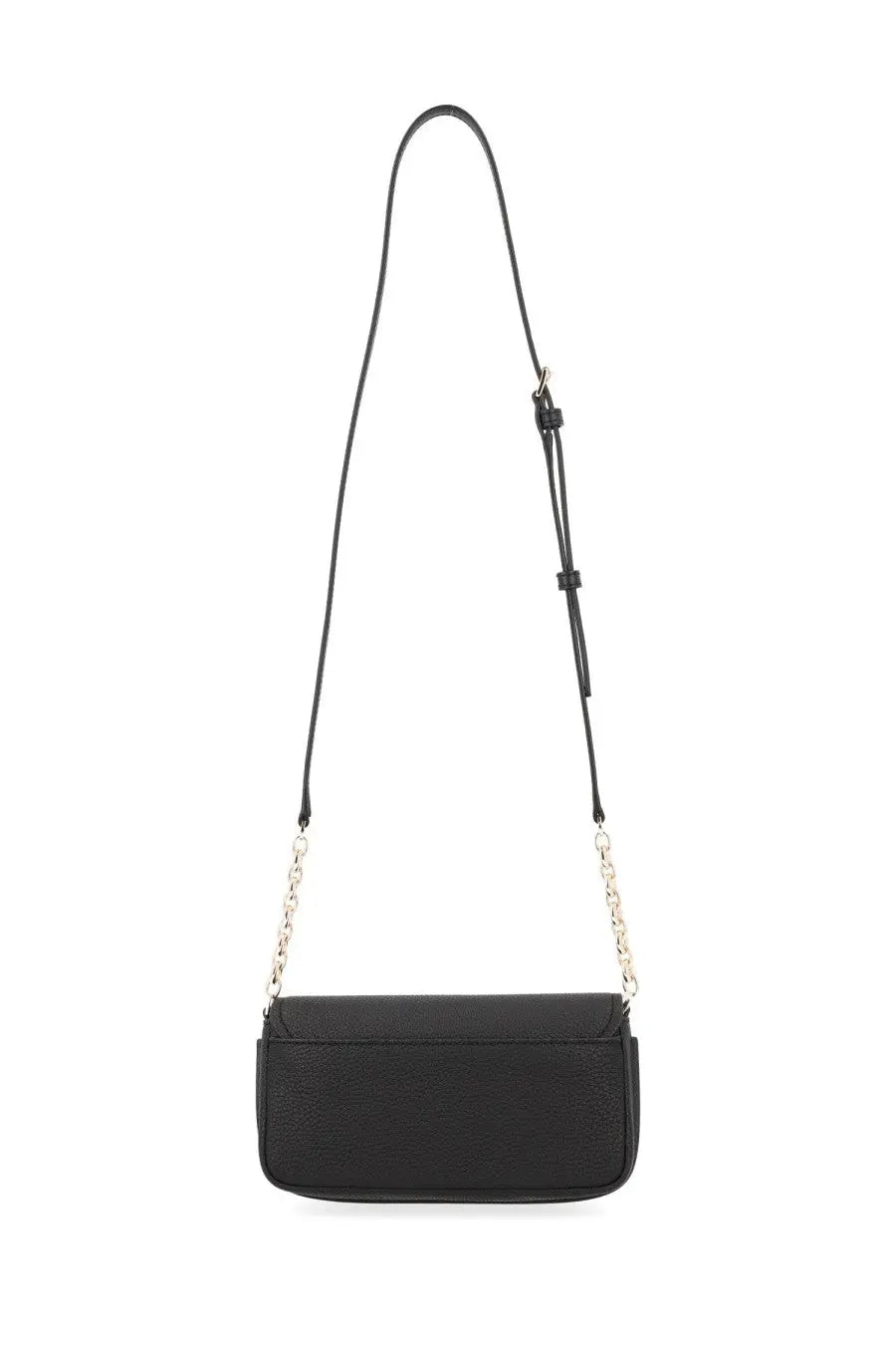 Michael Kors women’s Nolita black crossbody bag in textured leather with silver chain and black strap