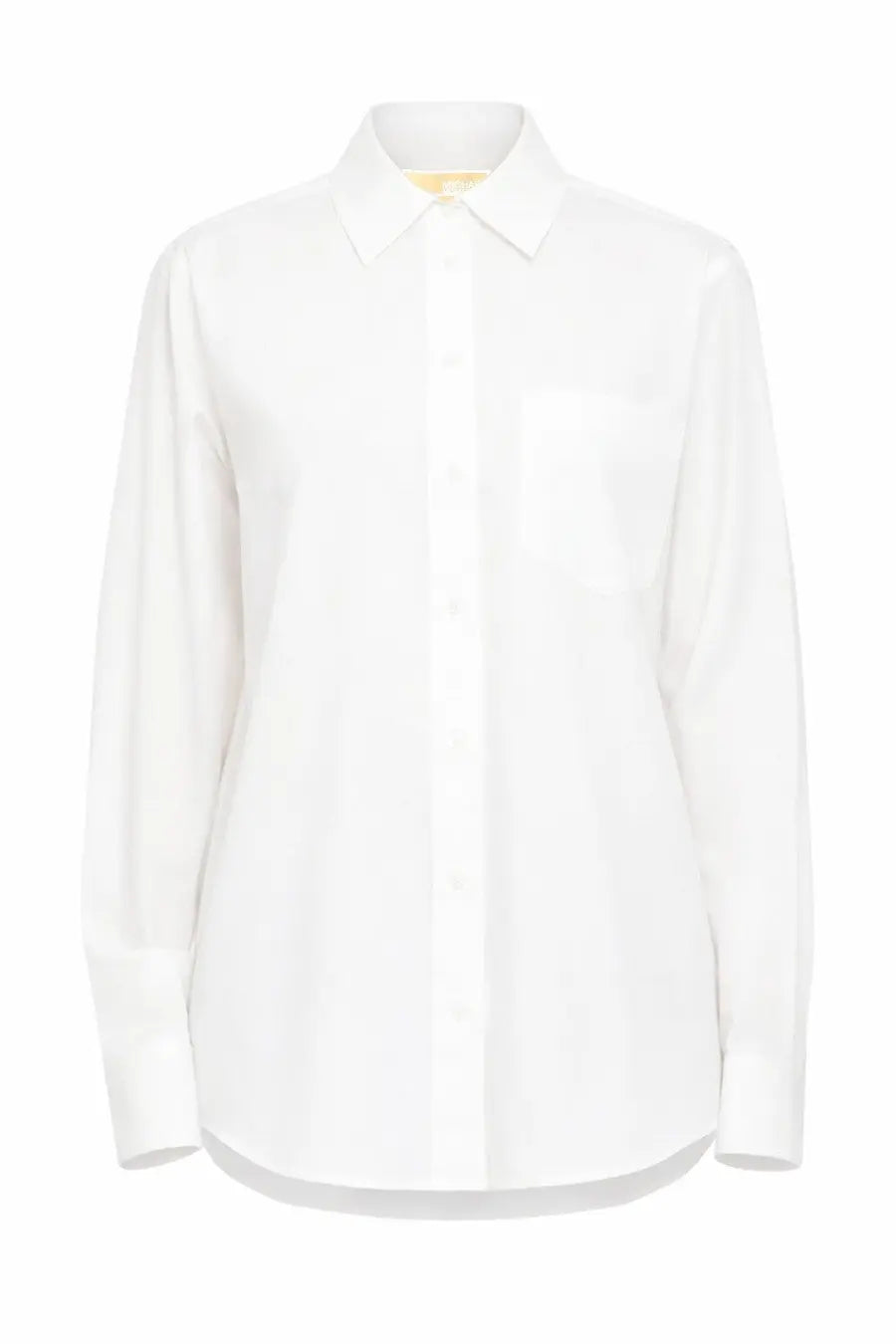 Michael Kors women’s white poplin long-sleeved button-down shirt with classic collar and single chest pocket