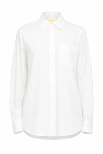 Michael Kors women’s white poplin long-sleeved button-down shirt with classic collar and single chest pocket