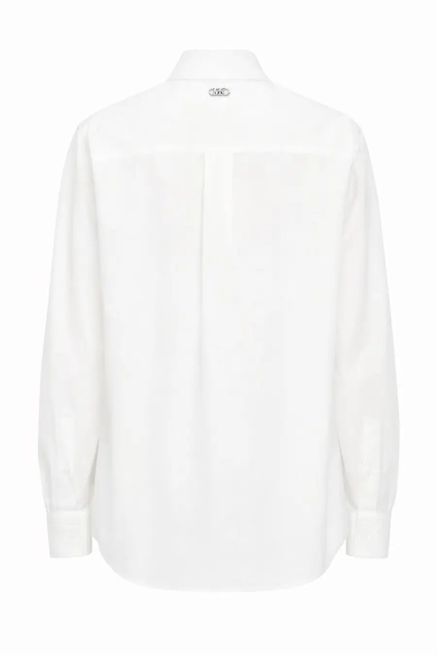 Michael Kors women’s white poplin shirt with long sleeves and subtle logo at the collar for formal wear