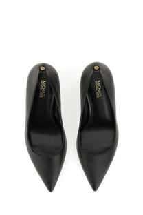 Black michael kors women’s pointed-toe pump alina flex with sleek leather finish and gold-tone branding on the insole