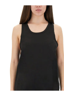 Michael Kors women’s black sleeveless tank top with rounded neckline and smooth flowing fabric