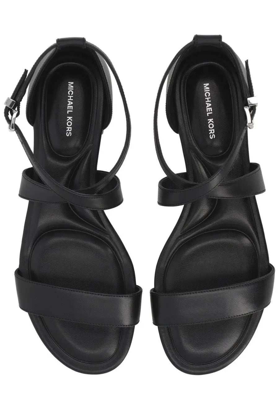 Michael Kors women’s sandal Alexa black leather with sleek minimalist design and adjustable ankle straps