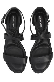 Michael Kors women’s sandal Alexa black black leather with sleek minimalist design and adjustable ankle straps