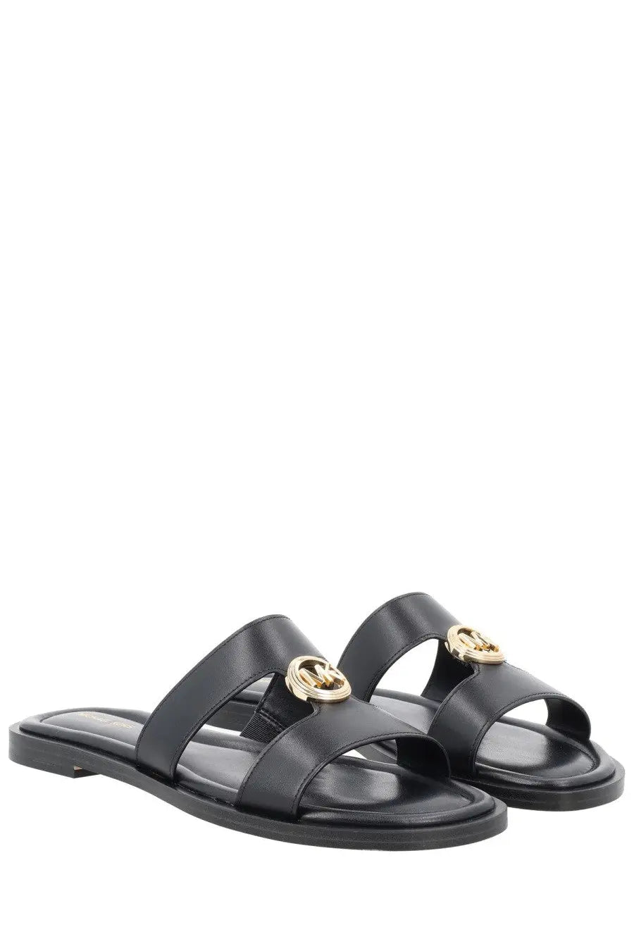 Michael kors women’s sandalo erin black leather slide sandals with gold-tone gucci interlocking g logo hardware