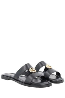 Michael kors women’s sandalo erin black leather slide sandals with gold-tone gucci interlocking g logo hardware