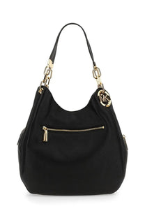 Black michael kors lillie large shoulder bag with gold-tone hardware and chain-link shoulder strap for women