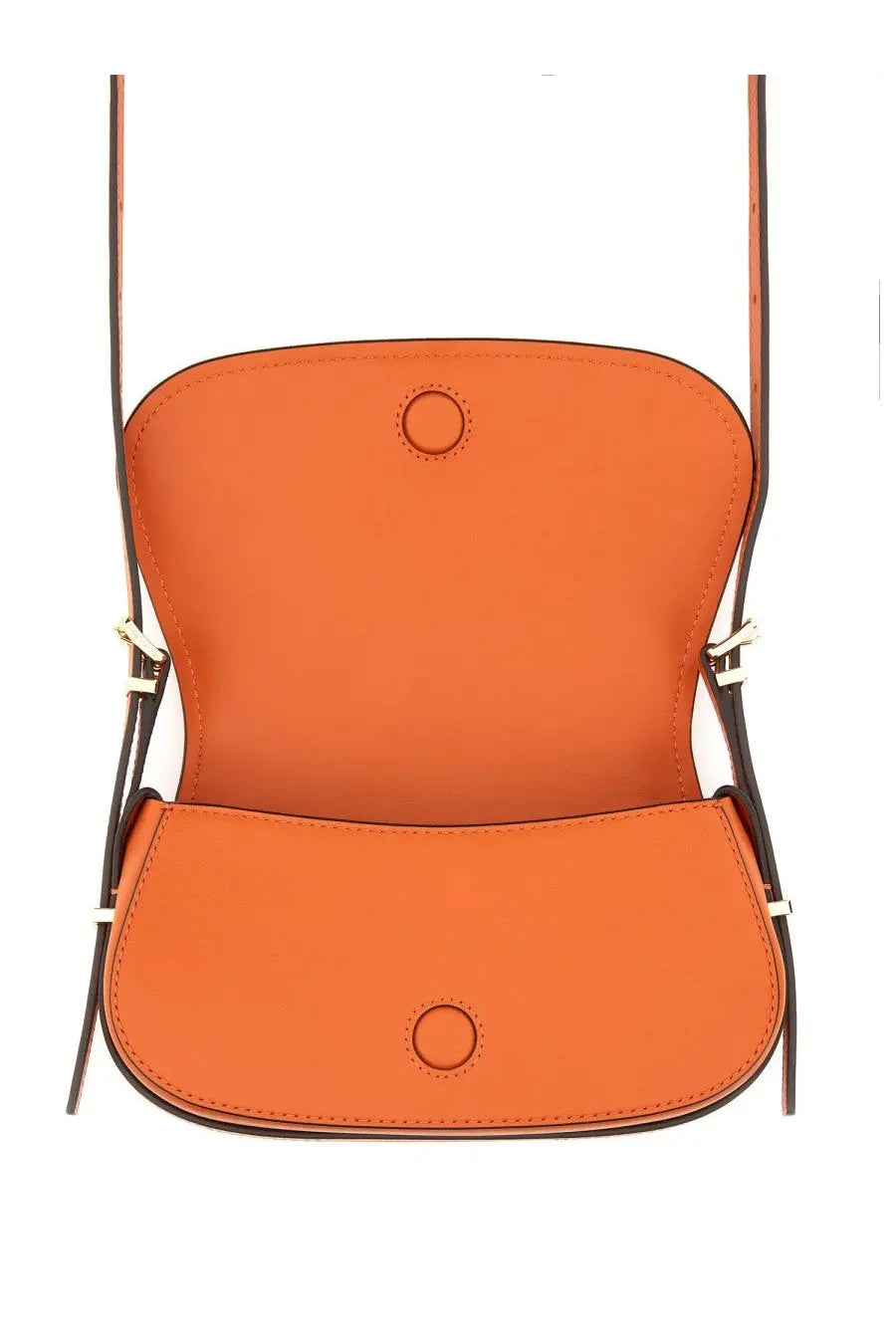 Michael kors women’s orange leather crossbody bag with dark brown straps and gold-tone hardware