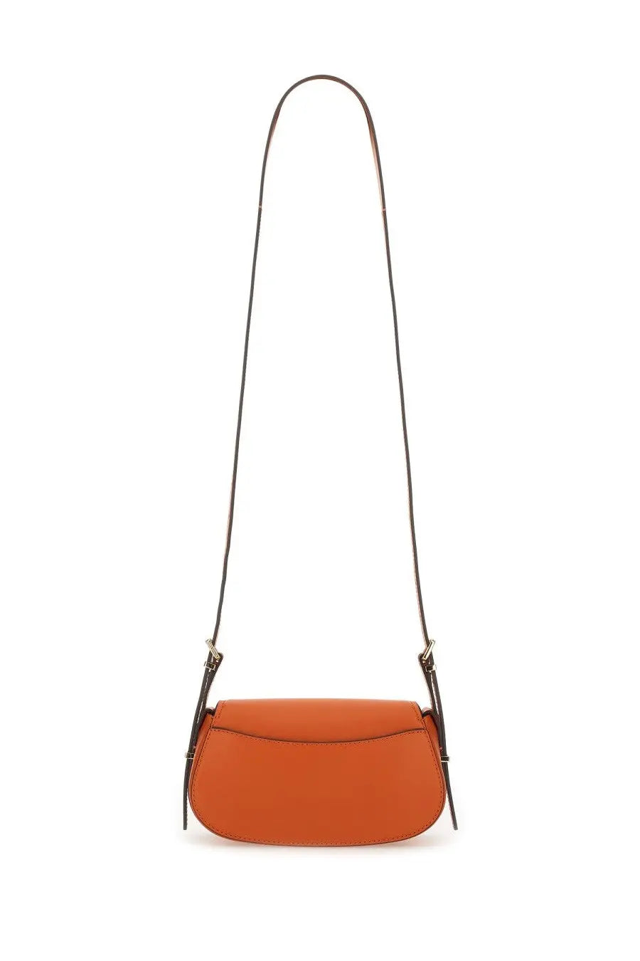 Michael Kors women’s shoulder bag Lydia orange sleek leather crossbody with slender black strap and gold-tone hardware