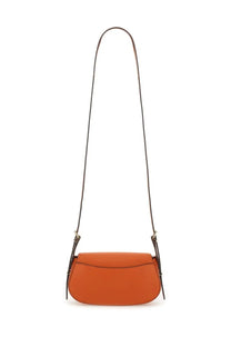 Michael Kors women’s shoulder bag Lydia orange sleek leather crossbody with slender black strap and gold-tone hardware