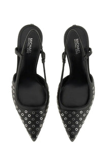 Michael Kors women’s Alora black slingback heels with pointed toe and silver-toned circular studs