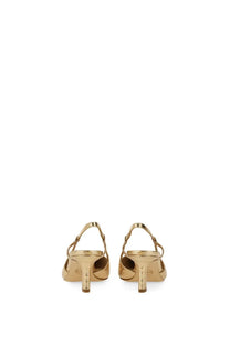 Michael Kors women’s gold metallic slingback pumps with sleek reflective finish and slender heel