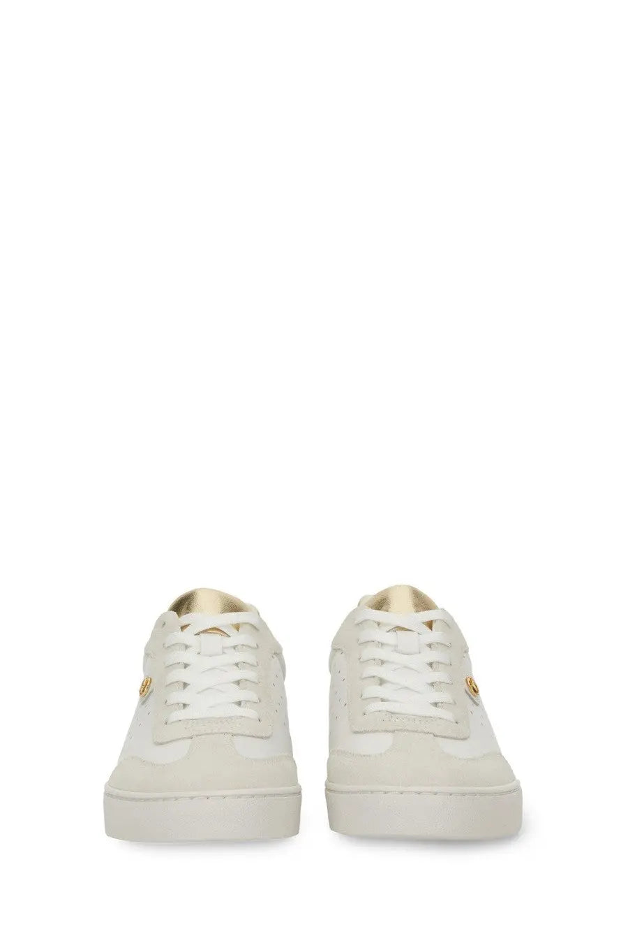 Michael Kors women’s sneaker Scotty yellow white low-top with gold-tone branding and gold lining interior