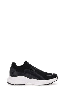 Michael Kors women’s black slip-on sneaker trainer with chunky white sole and subtle logo detailing
