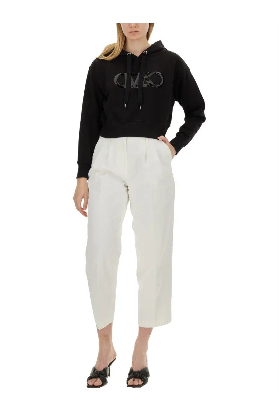 Michael kors women’s black sweatshirt featuring a black calvin klein hoodie with reflective logo and drawstrings