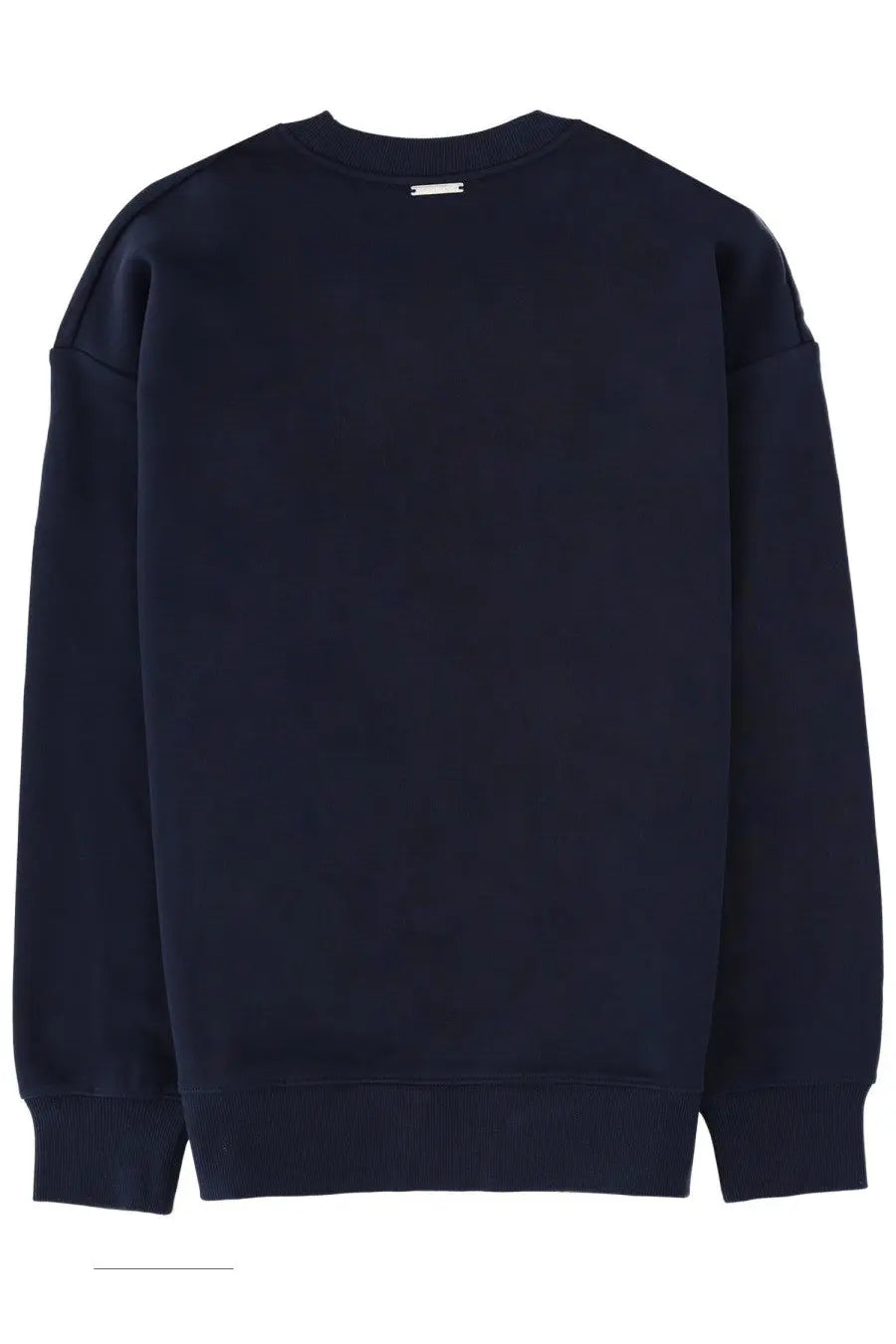 Michael Kors women’s navy blue crewneck sweatshirt with ribbed cuffs and hem made from soft cotton blend