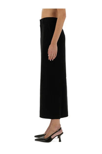 Michael Kors women’s black textured crepe wide-leg midi skirt with a sleek minimalist design