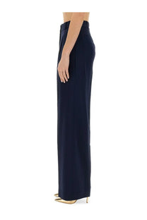 Michael Kors women’s navy blue high-waisted wide-leg trousers with a sleek tailored fit in smooth fabric