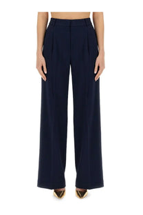 Michael Kors women’s navy blue wide leg pants with high waist and pleated front for a polished look