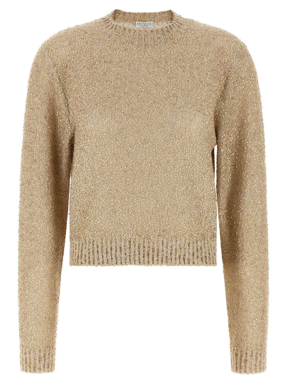 Brunello Cucinelli Micro Sequin Sweater Gold