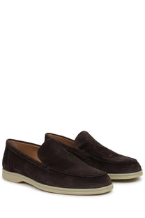 Mille885 men’s mocassino dark brown suede loafers with cream rubber sole for casual and formal wear