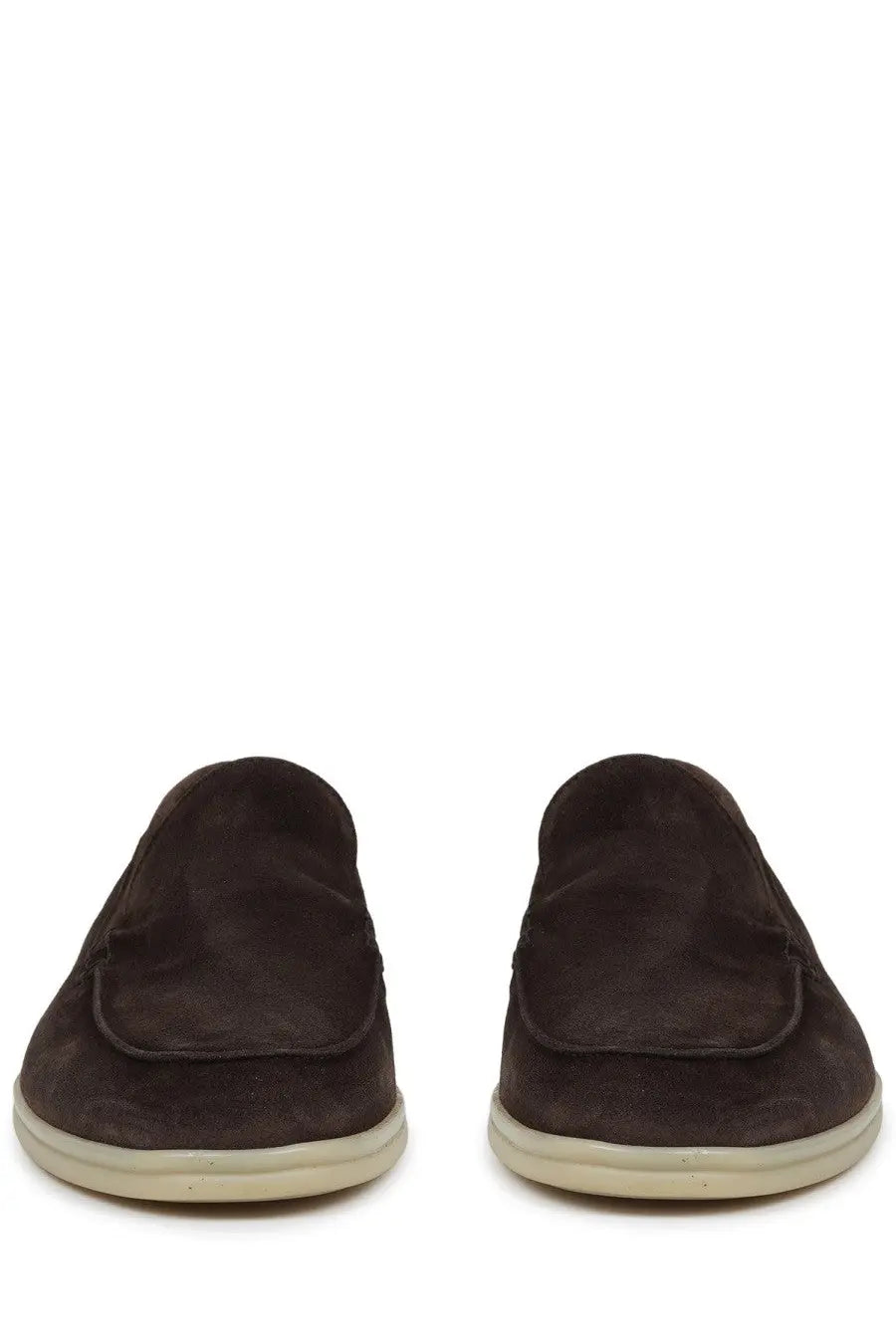 Mille885 men’s mocassino dark brown suede loafers with light beige rubber sole for casual wear