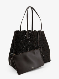 ALAÏA Women's Mina Hair Calf Handbag Chocolat