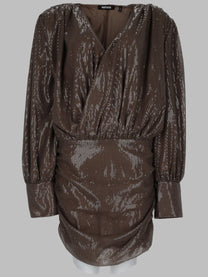 Rotate Women's Mini Abito Con Paillettes Brown