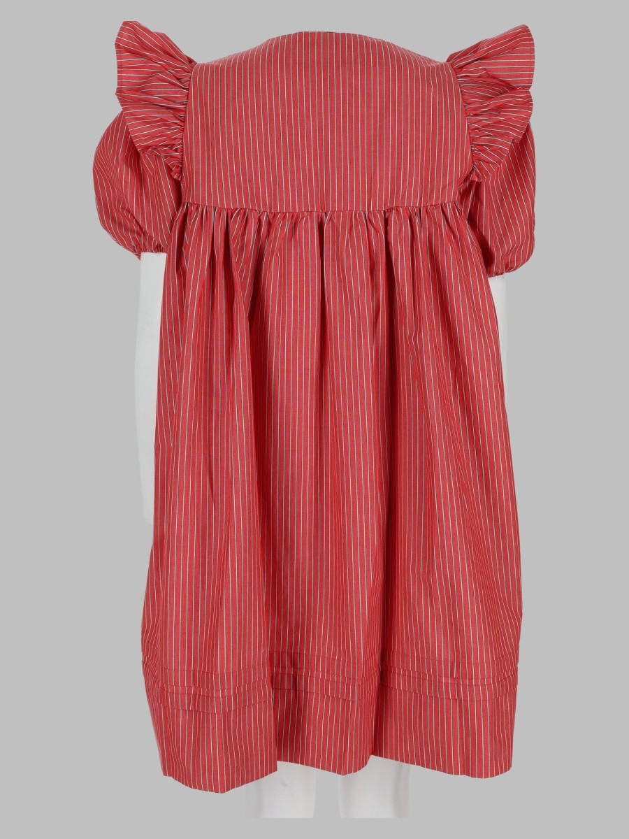Ganni Women's Mini Abito in Cotone Righe Red