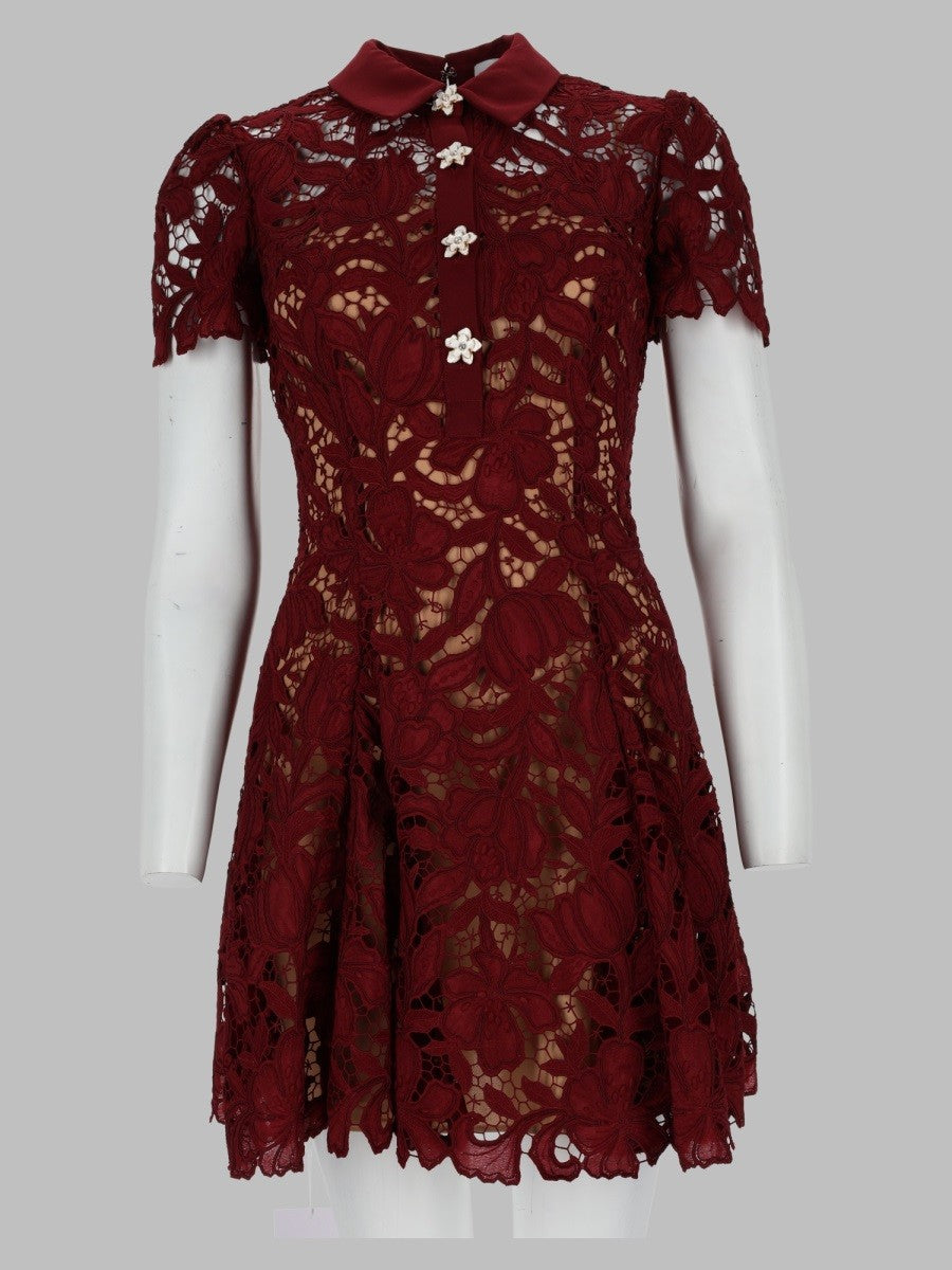 self-portrait Women's Mini Abito in Pizzo Red