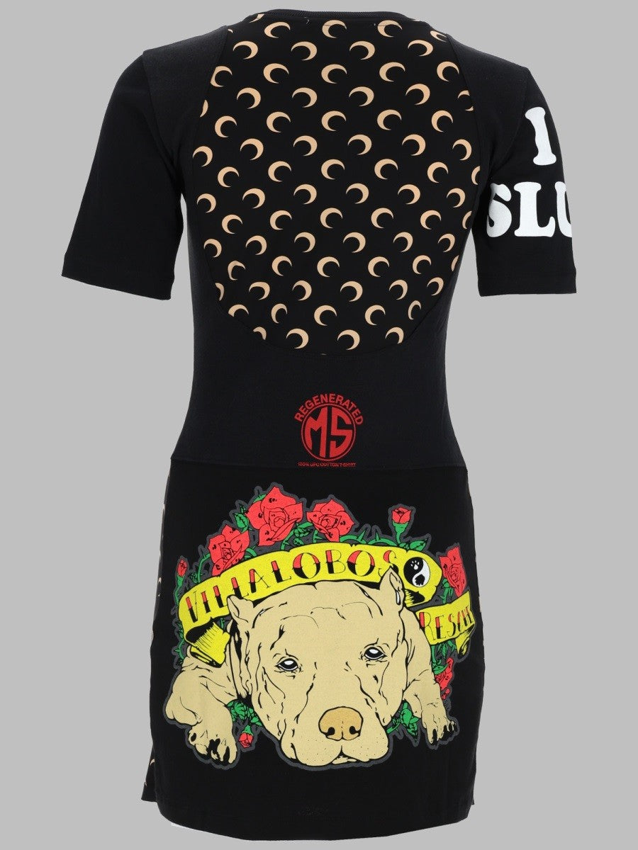 Marine Serre Women's Mini Dress Upcycled Black, view 2