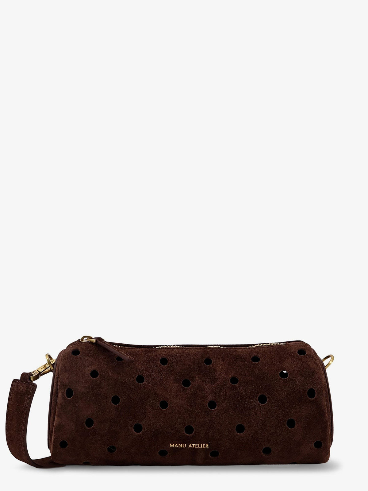 Manu Atelier Women's Mini Cylinder Suede Crossbody Bag Brown