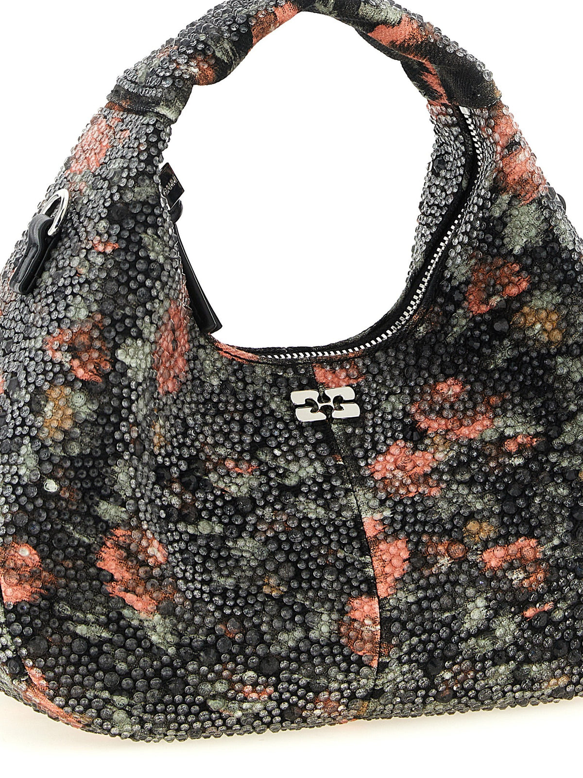 Ganni Mini Hobo Flowers Handbag Gold