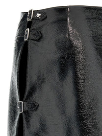 courrèges Mini Multi Sangle Vinyl Skirt Black