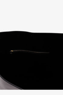 Minobossi women’s liz leather crossbody bag in black with gold-toned zipper detail on front side