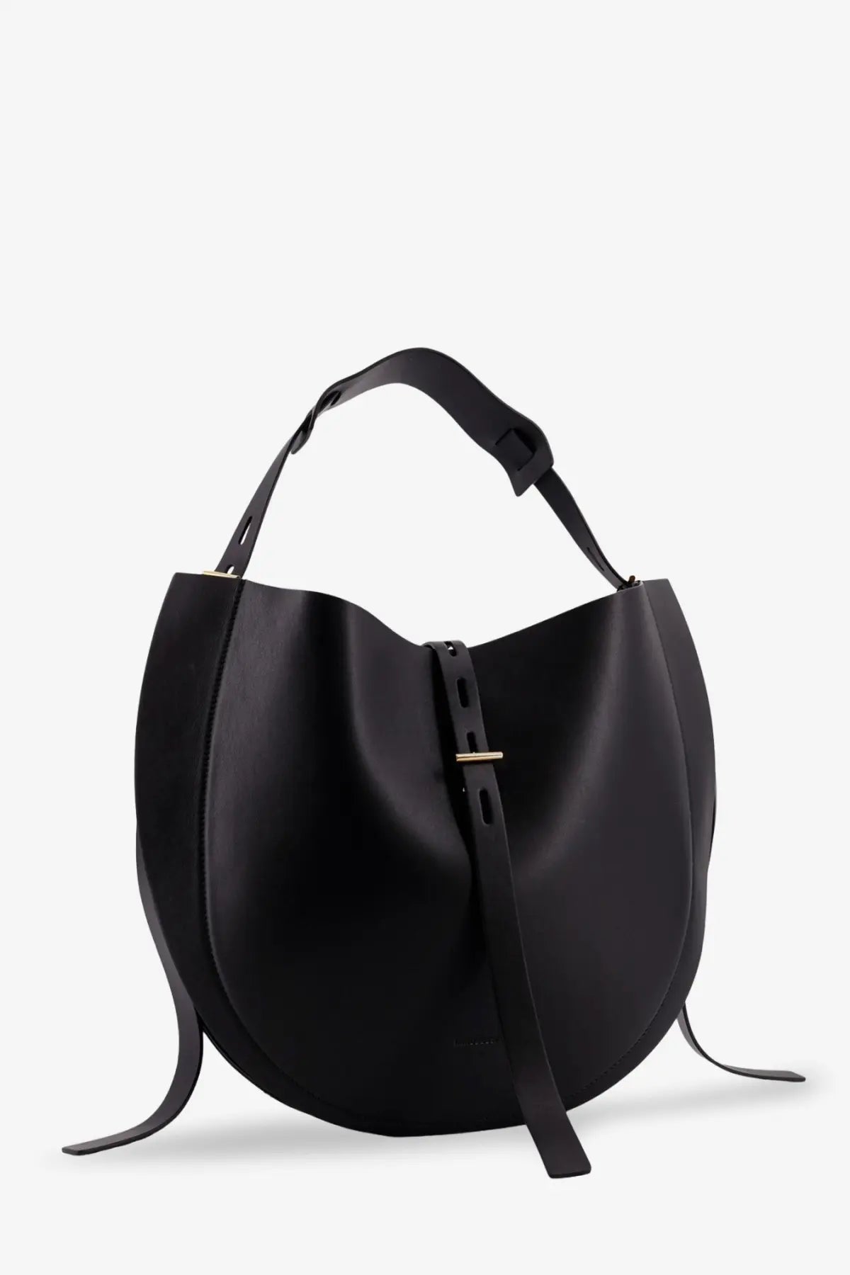 Minobossi women’s liz leather crossbody bag in black with minimalist design and gold-tone hardware