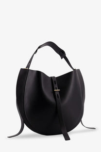 Minobossi women’s liz leather crossbody bag in black with minimalist design and gold-tone hardware