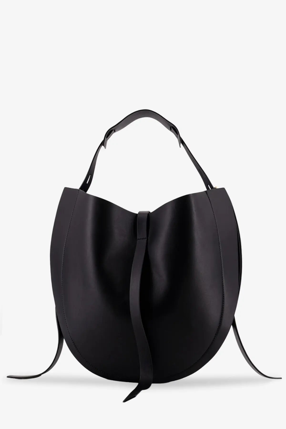 Minobossi women’s Liz leather crossbody bag black with sleek minimalist design and dual top handles in black leather