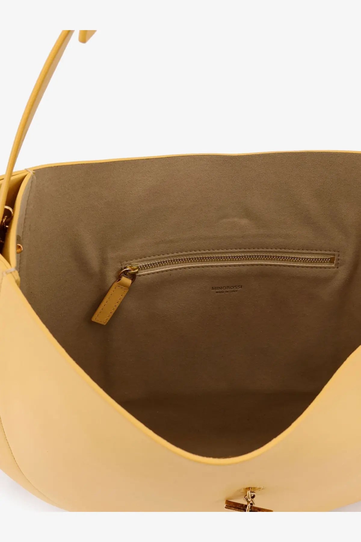 Minobossi womens liz leather crossbody bag yellow pale yellow leather with minimalist design and gold tone hardware