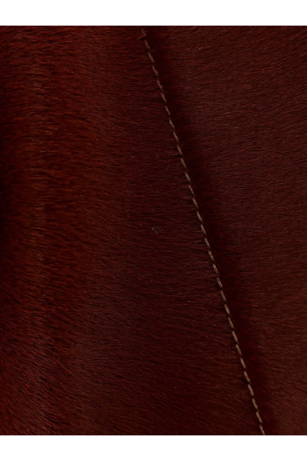 Minobossi women’s paula pony skin shoulder bag beige showing rich burgundy cowhide with fine contrasting stitching