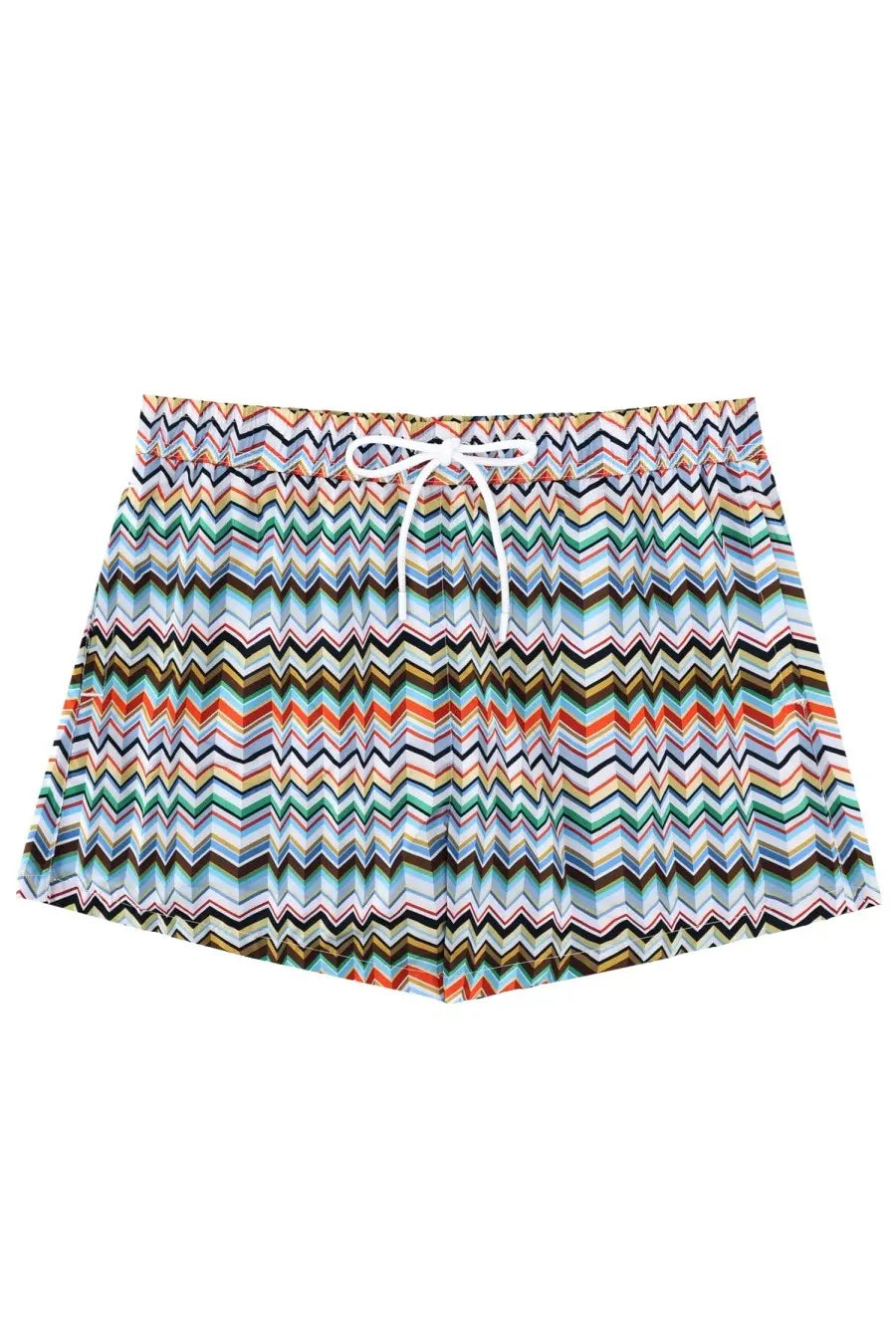 Missoni men’s costume da bagno multicolor swim shorts with multicolored zigzag pattern and white drawstring waistband