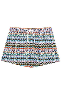 Missoni men’s costume da bagno multicolor swim shorts with multicolored zigzag pattern and white drawstring waistband