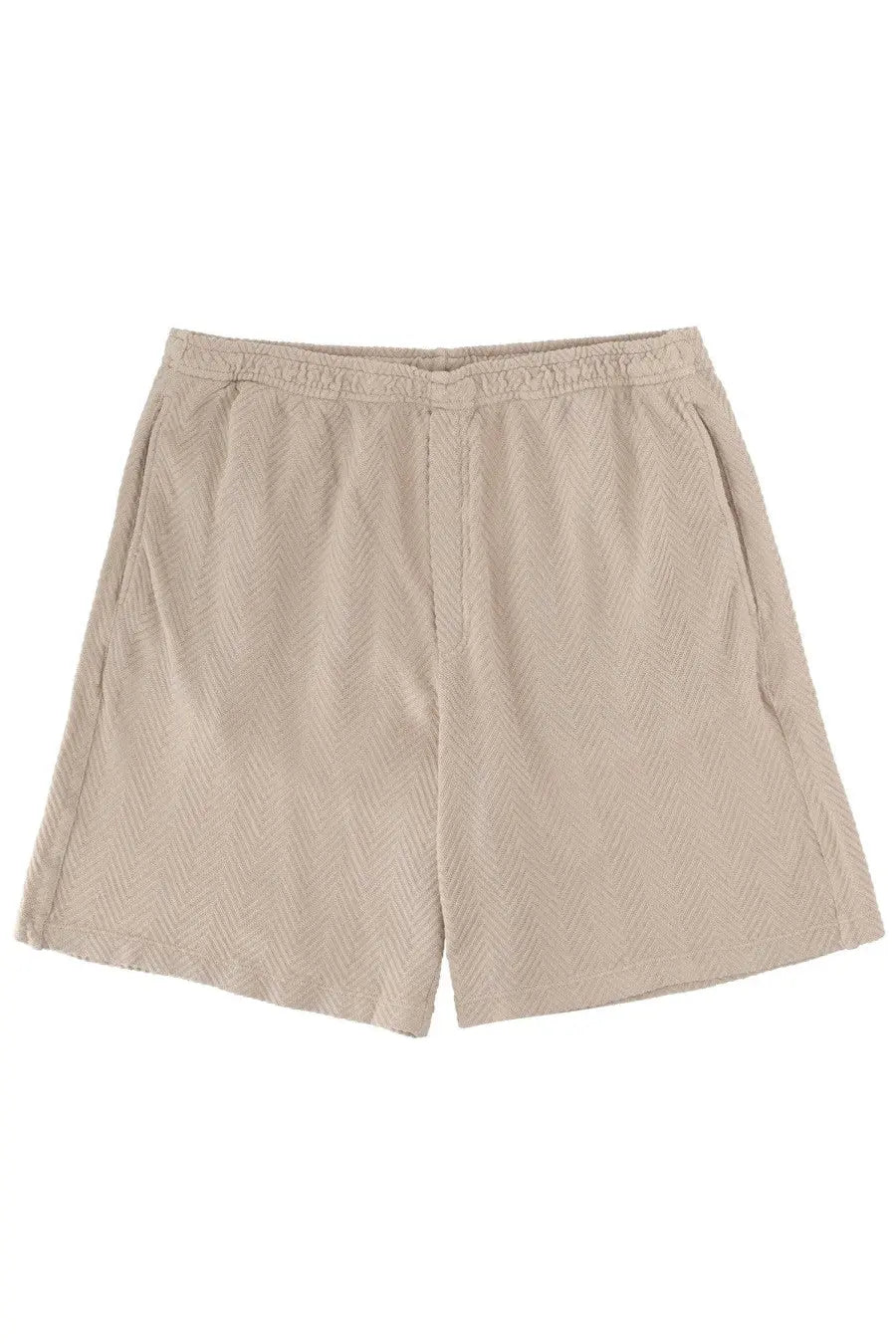 Missoni men’s beige cotone shorts with herringbone texture and elastic waistband for casual wear