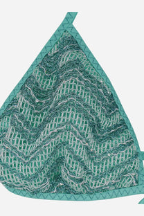 Missoni women’s bikini blue emerald green triangular top with intricate silver mesh and sequin detailing