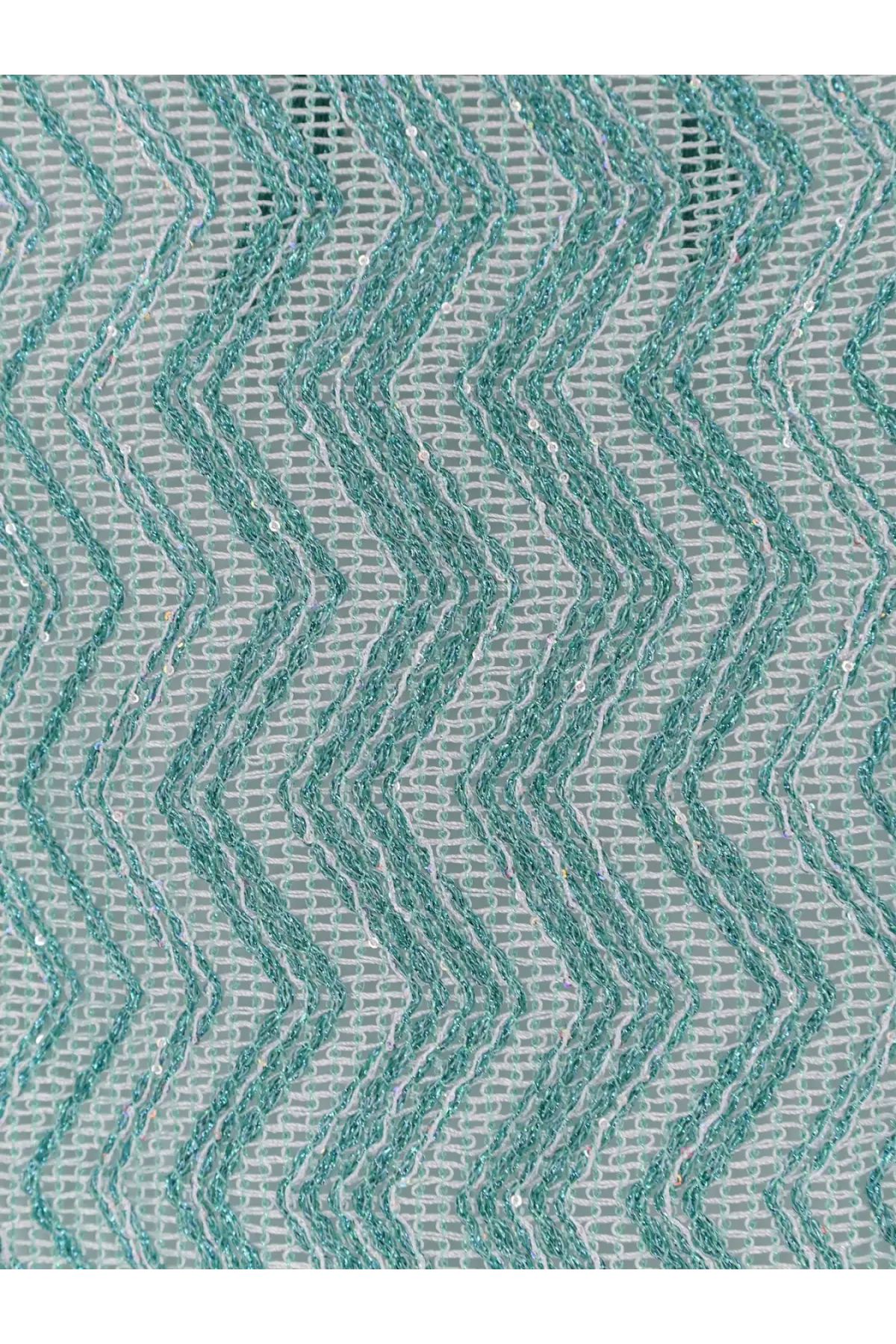Missoni women’s laminated viscose long dress in blue with teal and silver zigzag mesh fabric and subtle glitter accents