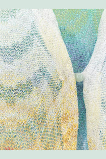 Missoni women’s long gold cover up dress in delicate gradient lace with viscose and metallic fibers
