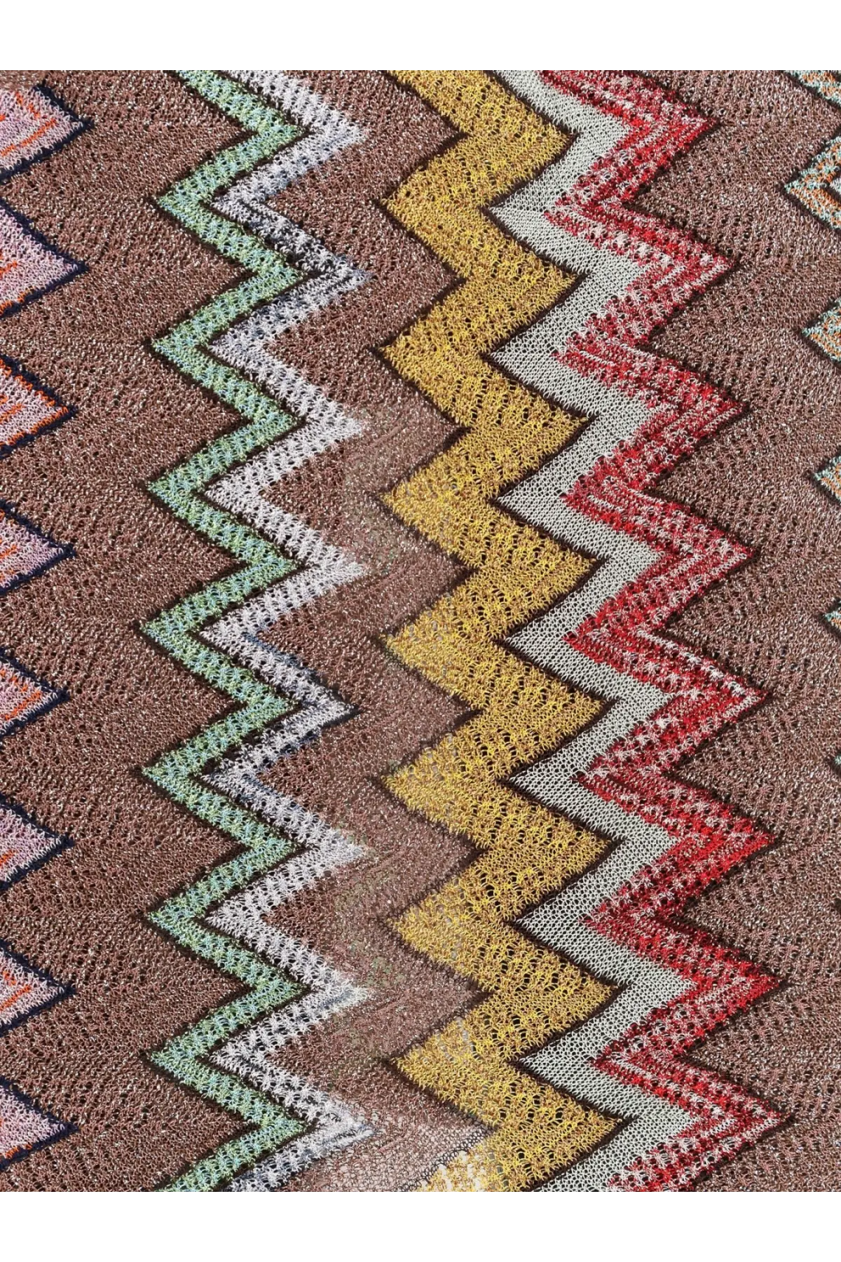 Missoni women’s lurex skirt gold in brown knitted fabric with bold red yellow green and white zigzag stripes