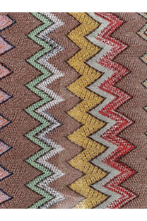 Missoni women’s lurex skirt gold in brown knitted fabric with bold red yellow green and white zigzag stripes