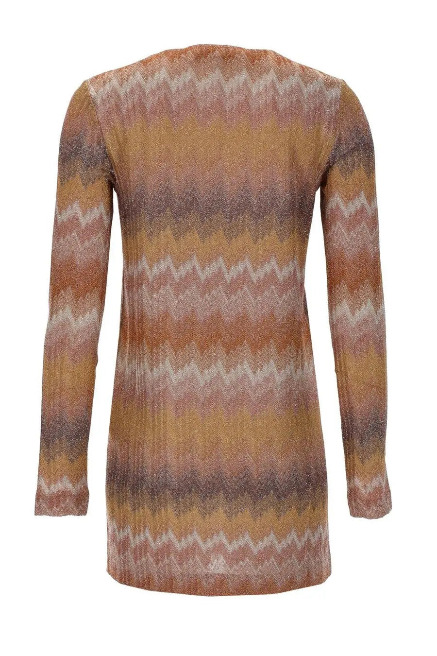 Missoni women’s mini abito maniche lunghe multicolor long-sleeved knee-length dress with shimmering zigzag pattern in warm hues